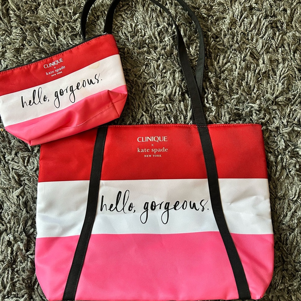 Kate Spade Red and Pink Tote Bag Set